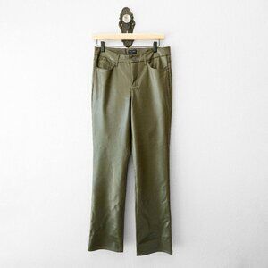 NYDJ Sculpt-Her Olive Faux Leather Straight Leg Pants Lift Tuck Women Size 4